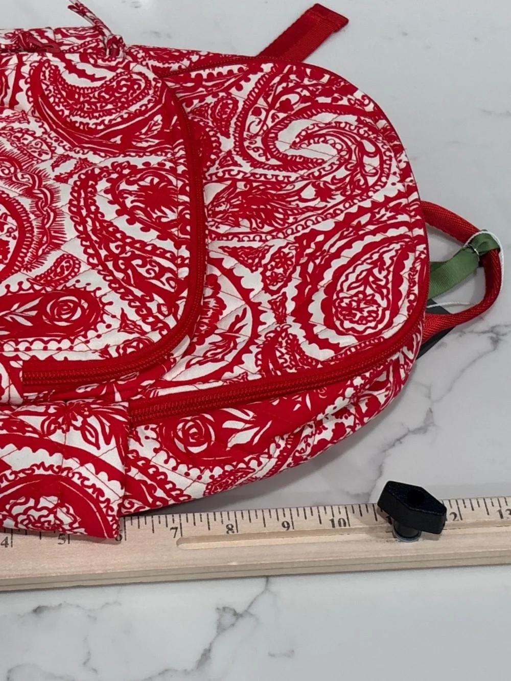 Vera Bradley Small Banbury Backpack Paisley Key White Red NEW
